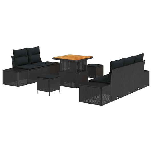 Garten-Sofa-Set mit Kissen 8 pcs Schwarz 80 x 80 x 71 cm