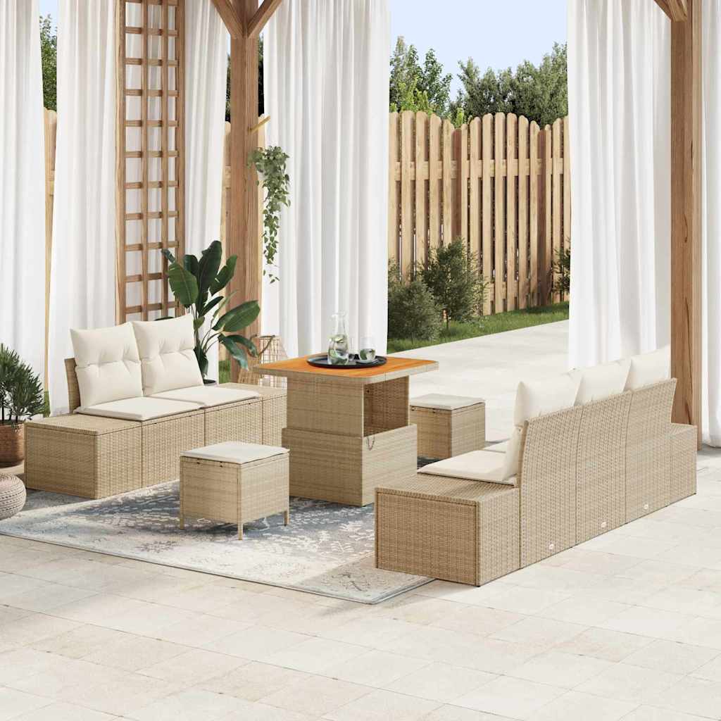 Garten-Sofa-Set 8 pcs Beige und Creme 80 x 80 x 71 cm