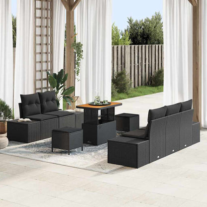 Garten-Sofa-Set mit Kissen 8 pcs Schwarz 90 x 55 x 71 cm