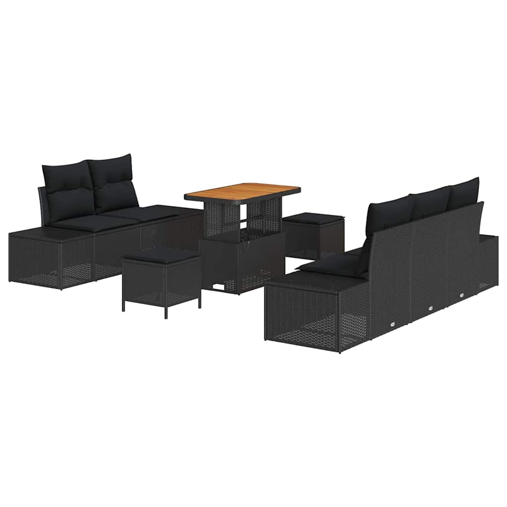 Garten-Sofa-Set mit Kissen 8 pcs Schwarz 90 x 55 x 71 cm