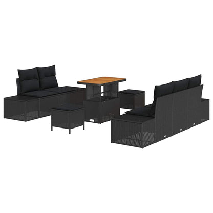 Garten-Sofa-Set mit Kissen 8 pcs Schwarz 90 x 55 x 71 cm