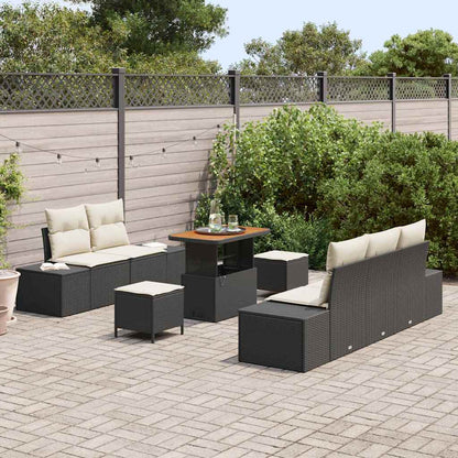 Garten-Sofa-Set 8 pcs Schwarz und Creme 90 x 55 x 71 cm