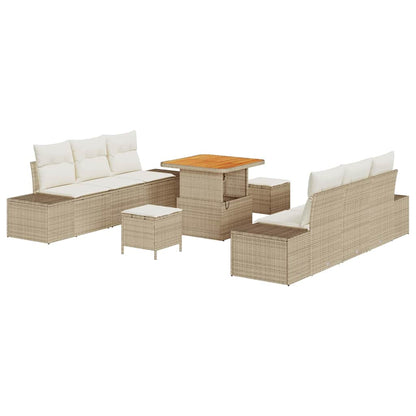 Garten-Sofa-Set 9 pcs Beige und Creme 80 x 80 x 71 cm