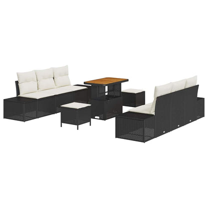 Garten-Sofa-Set 9 pcs Schwarz und Creme 90 x 55 x 71 cm