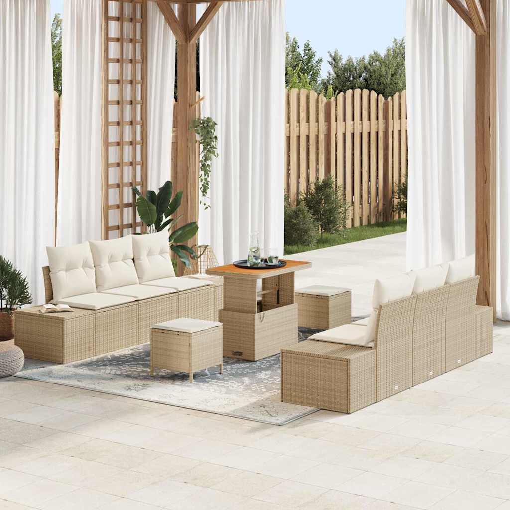 Garten-Sofa-Set 9 pcs Beige und Creme 90 x 55 x 71 cm