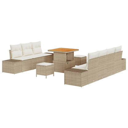 Garten-Sofa-Set mit Kissen mit Speicher 10 pcs Beige und Creme