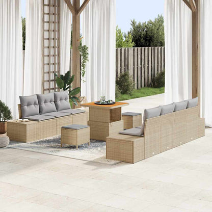Garten-Sofa-Set 10 pcs Beige und Hellgrau 80 x 80 x 71 cm