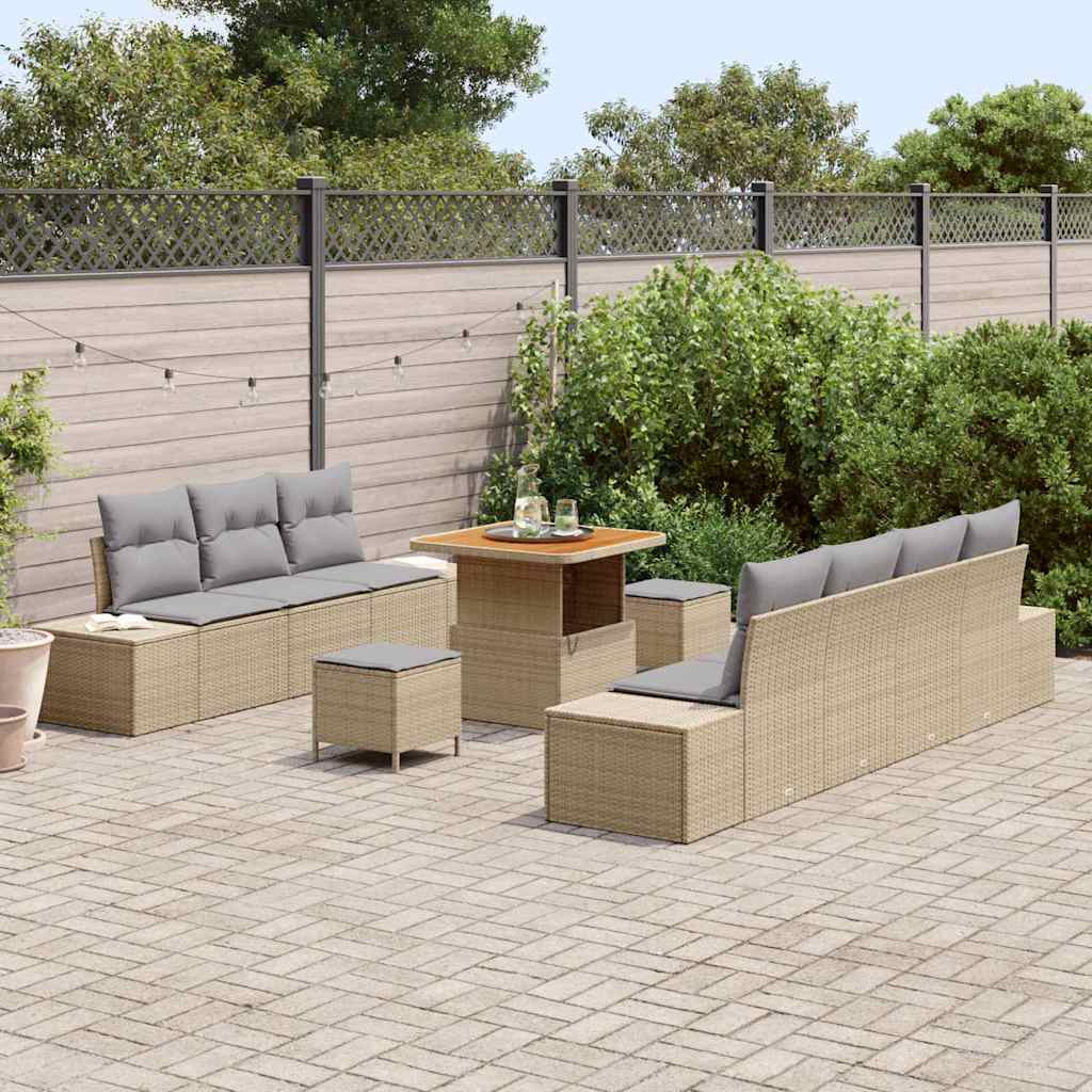 Garten-Sofa-Set 10 pcs Beige und Hellgrau 80 x 80 x 71 cm