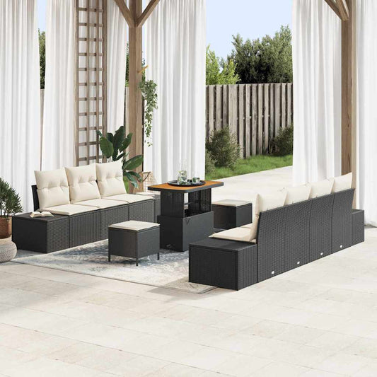 Garten-Sofa-Set mit Kissen mit Kissen 10 pcs Schwarz und Creme