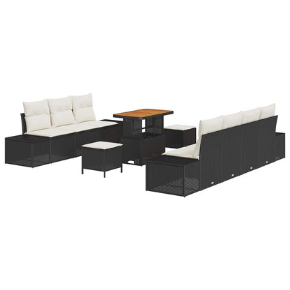 Garten-Sofa-Set mit Kissen mit Kissen 10 pcs Schwarz und Creme