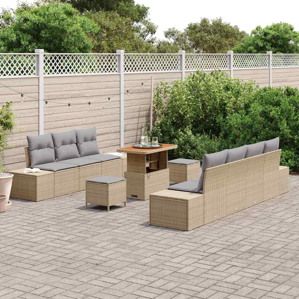 Garten-Sofa-Set 10 pcs Beige und Hellgrau 90 x 55 x 71 cm