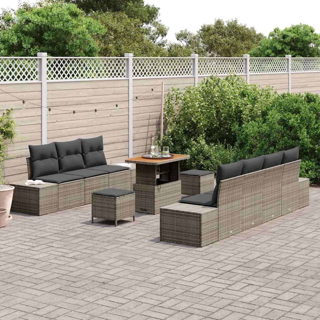 Garten-Sofa-Set mit Kissen 10 pcs Hellgrau und Dunkelgrau