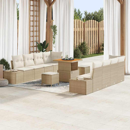 Garten-Sofa-Set mit Kissen mit Speicher 11 pcs Beige und Creme