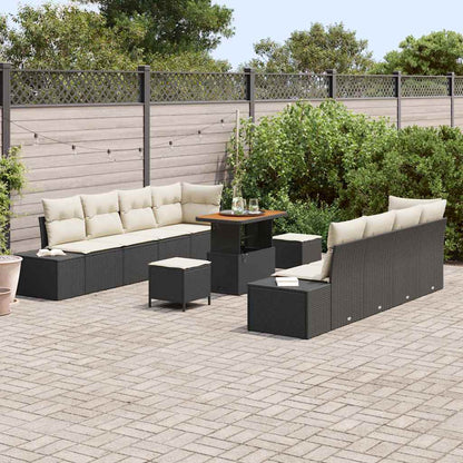 Garten-Sofa-Set mit Kissen mit Kissen 11 pcs Schwarz und Creme