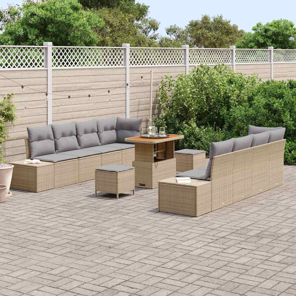Garten-Sofa-Set mit Kissen mit Kissen 11 pcs Beige und Hellgrau