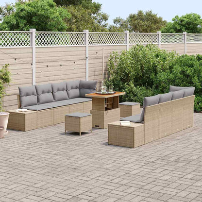 Garten-Sofa-Set mit Kissen mit Kissen 11 pcs Beige und Hellgrau
