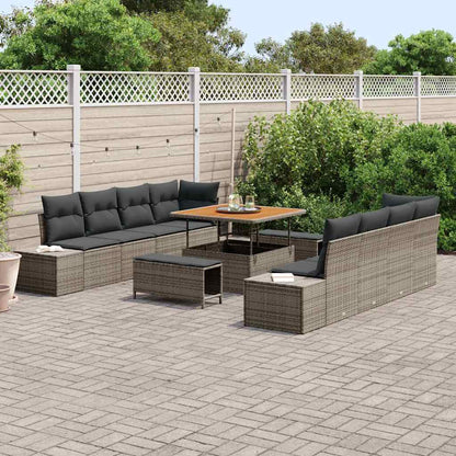 Garten-Sofa-Set mit Kissen 11 pcs Hellgrau und Dunkelgrau
