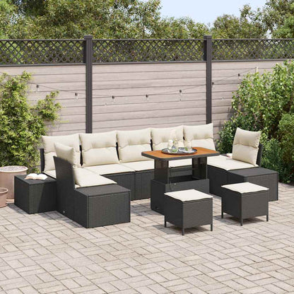 Garten-Sofa-Set mit Kissen mit Kissen 10 pcs Schwarz und Creme
