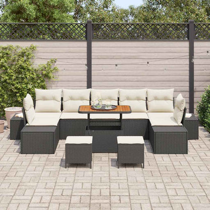 Garten-Sofa-Set mit Kissen mit Kissen 10 pcs Schwarz und Creme
