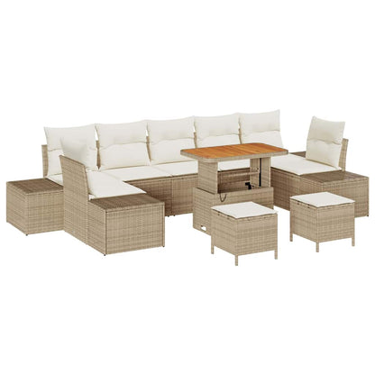 Garten-Sofa-Set mit Kissen mit Speicher 10 pcs Beige und Creme