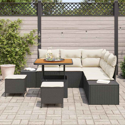 Garten-Sofa-Set mit Speicher 8 pcs Schwarz Poly Rattan