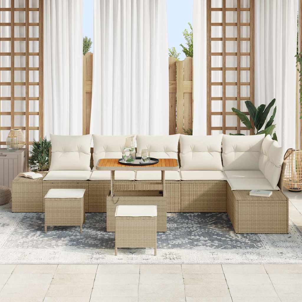 Garten-Sofa-Set 9 pcs Beige und Creme 90 x 55 x 71 cm