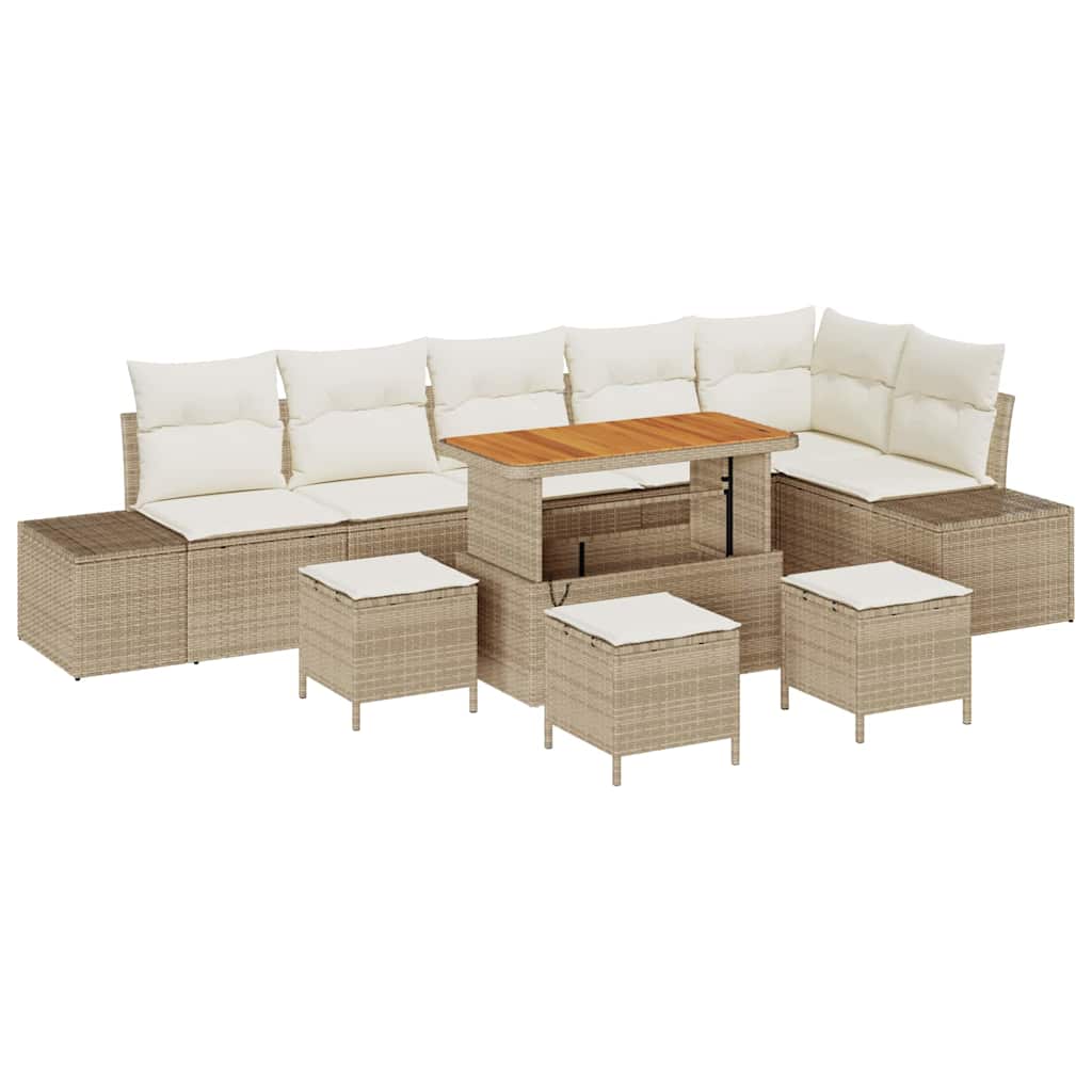Garten-Sofa-Set 9 pcs Beige und Creme 110 x 55 x 71 cm