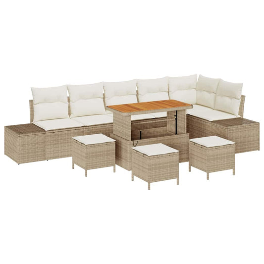 Garten-Sofa-Set 9 pcs Beige und Creme 110 x 55 x 71 cm