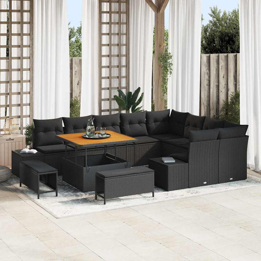 Garten-Sofa-Set mit Kissen 12 pcs Schwarz 100 x 100 x 71 cm