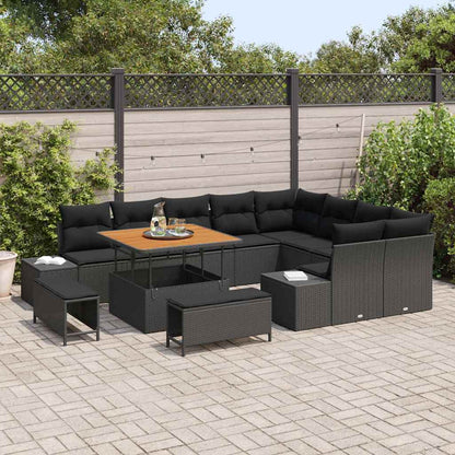Garten-Sofa-Set mit Kissen 12 pcs Schwarz 100 x 100 x 71 cm