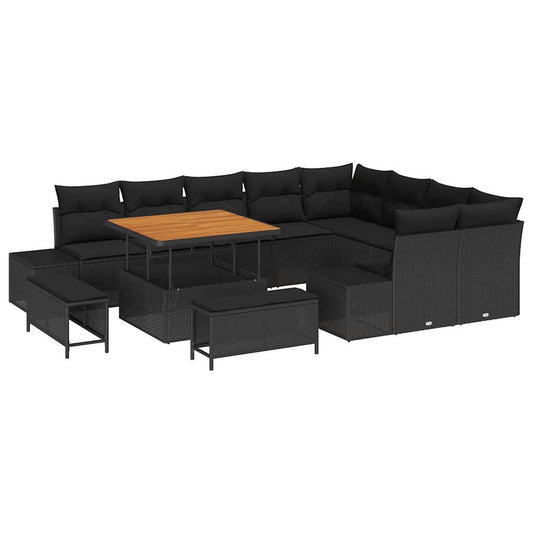 Garten-Sofa-Set mit Kissen 12 pcs Schwarz 100 x 100 x 71 cm