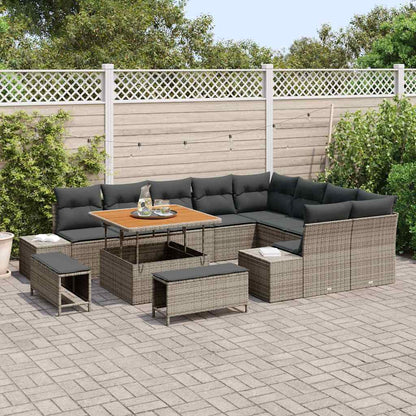 Garten-Sofa-Set mit Kissen 12 pcs Hellgrau und Dunkelgrau