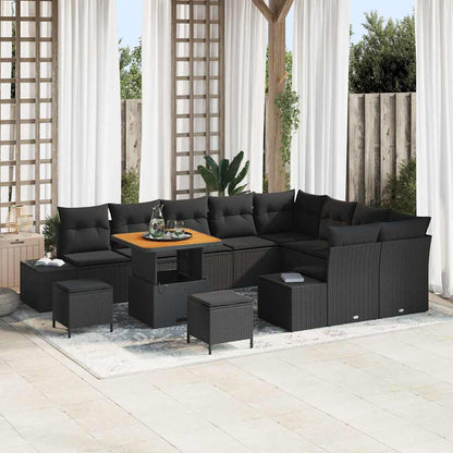 Garten-Sofa-Set mit Kissen 12 pcs Schwarz 80 x 80 x 71 cm