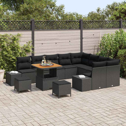 Garten-Sofa-Set mit Kissen 12 pcs Schwarz 80 x 80 x 71 cm