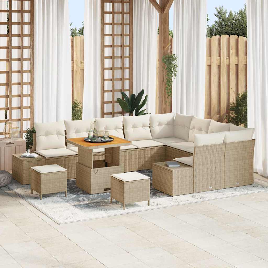 Garten-Sofa-Set 12 pcs Beige und Creme 80 x 80 x 71 cm