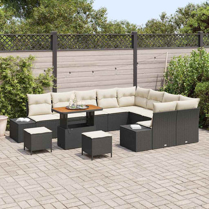 Garten-Sofa-Set 12 pcs Schwarz und Creme 90 x 55 x 71 cm