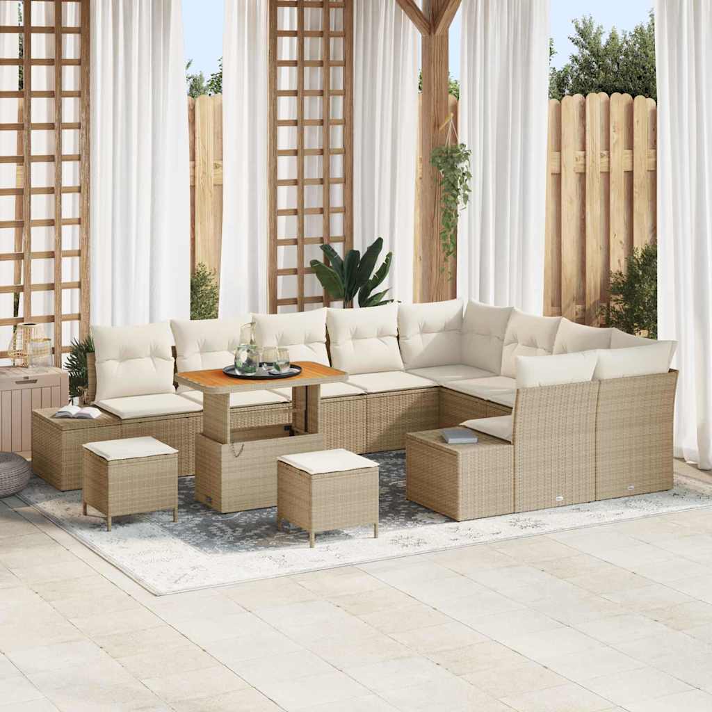 Garten-Sofa-Set 12 pcs Beige und Creme 90 x 55 x 71 cm