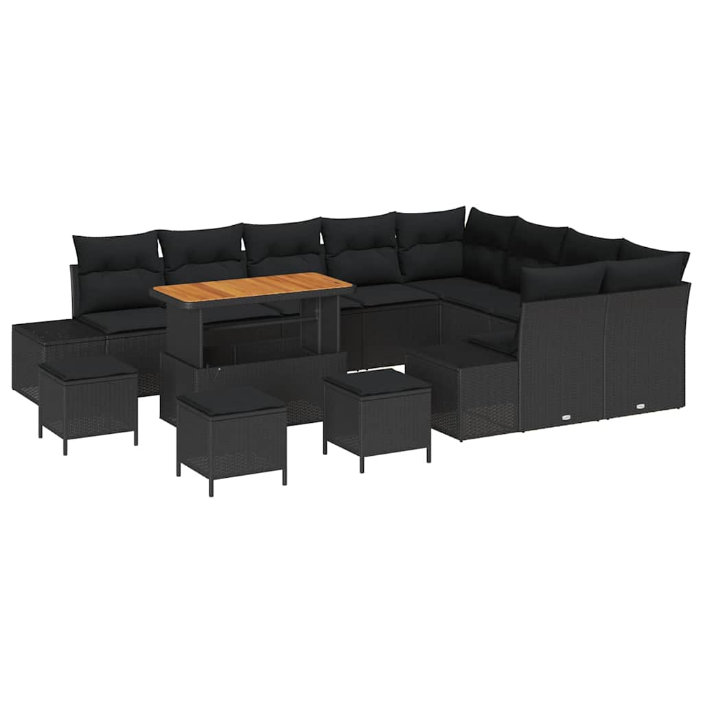 Garten-Sofa-Set mit Kissen 13 pcs Schwarz 110 x 55 x 71 cm