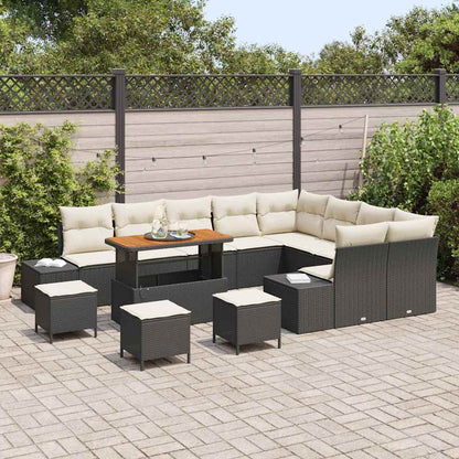Garten-Sofa-Set 12 pcs Schwarz und Creme 110 x 55 x 71 cm