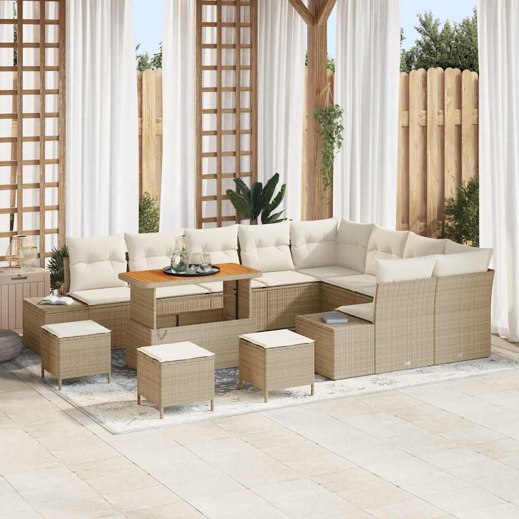 Garten-Sofa-Set 12 pcs Beige und Creme 110 x 55 x 71 cm