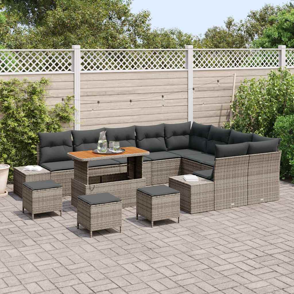 Garten-Sofa-Set 12 pcs Hellgrau und Dunkelgrau 110 x 55 x 71 cm