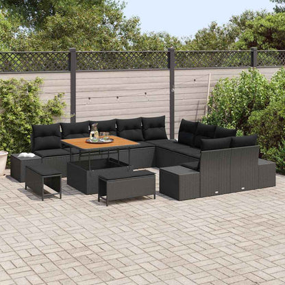 Garten-Sofa-Set mit Kissen 13 pcs Schwarz 100 x 100 x 71 cm