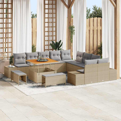 Garten-Sofa-Set 13 pcs Beige und Hellgrau 100 x 100 x 71 cm