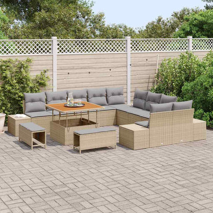 Garten-Sofa-Set 13 pcs Beige und Hellgrau 100 x 100 x 71 cm