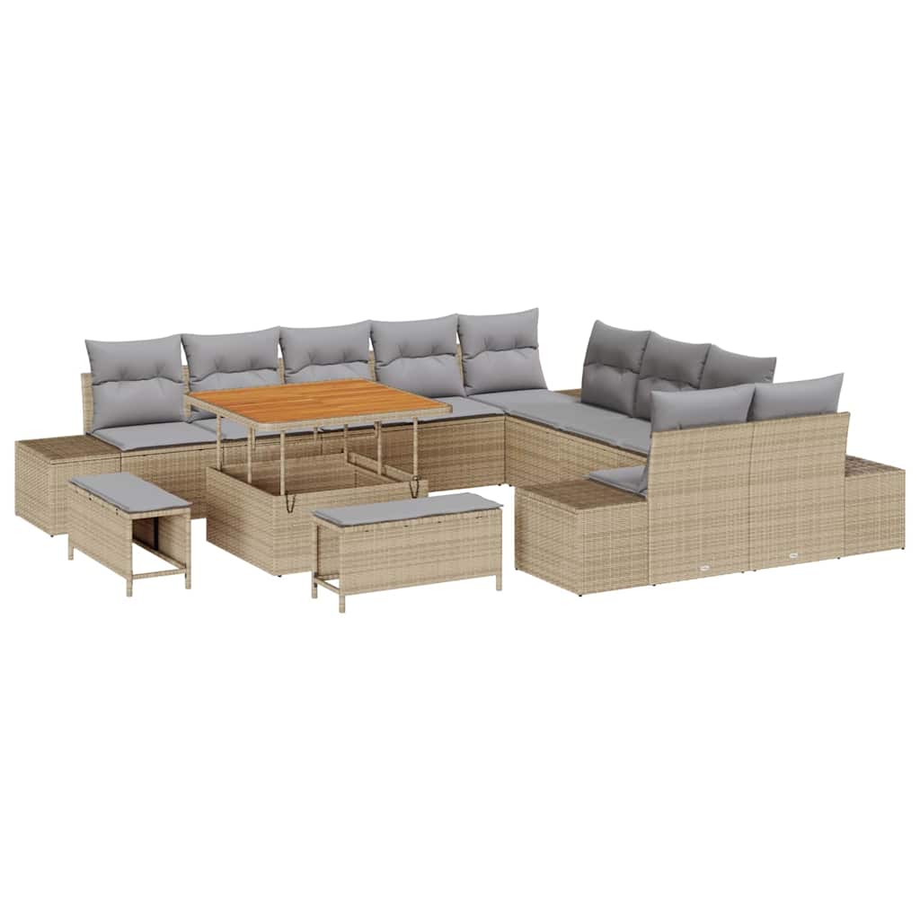 Garten-Sofa-Set 13 pcs Beige und Hellgrau 100 x 100 x 71 cm