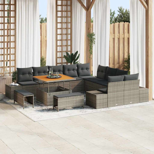Garten-Sofa-Set mit Kissen 13 pcs Hellgrau und Dunkelgrau