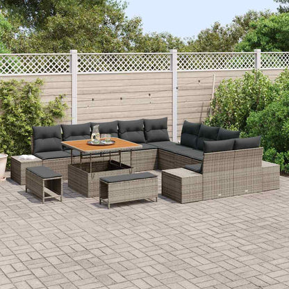 Garten-Sofa-Set mit Kissen 13 pcs Hellgrau und Dunkelgrau