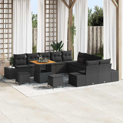 Garten-Sofa-Set mit Kissen 13 pcs Schwarz 80 x 80 x 71 cm