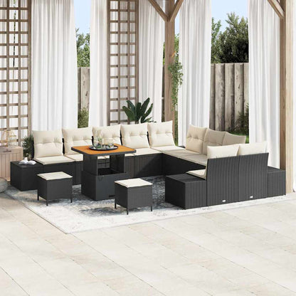 Garten-Sofa-Set 13 pcs Schwarz und Creme 80 x 80 x 71 cm