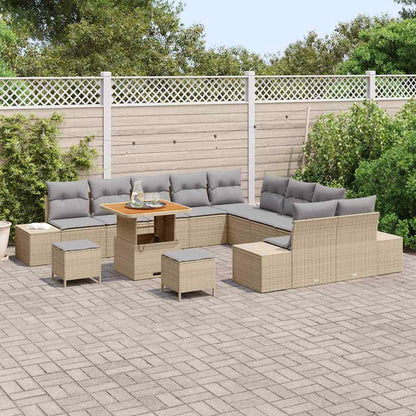 Garten-Sofa-Set 13 pcs Beige und Hellgrau 80 x 80 x 71 cm
